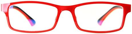 Blue Light Blocking Glasses by EYES PC, Style 708 Red, 0.0 Power. Reduce Digital Eyestrain. Blue Light Blocking up to 100% of Hazardous HEV Blue Light from LED Screens. Reduces Digital Eye Strain.