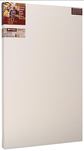 MASTERPIECE Z1DE-3761 3D Pro 2.5″ Deep Sierra Heavy Weight Medium Texture 14.6 oz Cotton Stretched Canvas 37″ x 61″ White