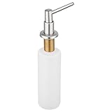 Edgewood Brass Deluxe Soap and Lotion Dispenser for Kitchens and Bathrooms by Pacific Bay (Brushed Satin Nickel) - Features Heavy-Duty Brass Construction and Modern Design with Easy Installation