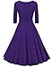 MUXXN Women's 1950s Vintage Scoop Neck 3/4 Sleeve Pleated Swing Cocktail Dress