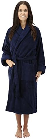 Comfy Robes Personalized Women's 16 Oz. Turkish Terry Cotton Bathrobe, L/XL (OSFM) Navy