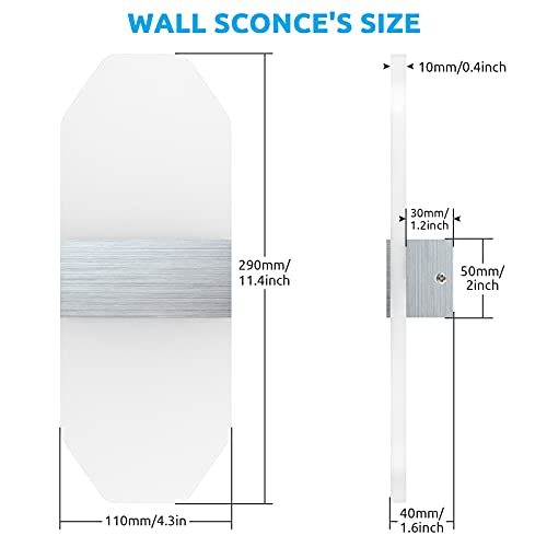 JIRVY Wandleuchte Innen LED Intelligente Bluetooth APP Wandleuchte 12W RGB+CCT Dimmbar 2 Stücke Acryl Modern Wandlampe für Wohnzimmer Treppenhaus Schlafzimmer Flur