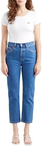 Damen Jeanshose 501 Crop High Rise, Straight Fit, Blau (Jazz Pop), W27/L26