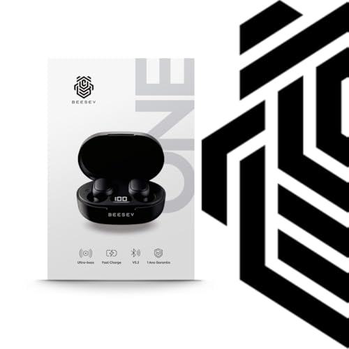 Fone de Ouvido Bluetooth 5.3 TWS Sem Fio Wireless Com Visor Graves Potente Compatível com iOS e Android, Beesev-ONE (Preto)