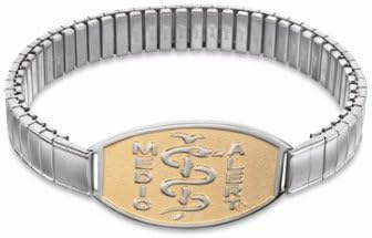 Mens Two Tone Stretch Band Medical ID Bracelet - "PHENERGAN ALLERGY"