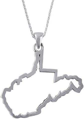 West Virginia State Outline Silver Charm Necklace - Sterling Silver Jewelry by Dayna Designs. Small for Women/Girls - Final Sale