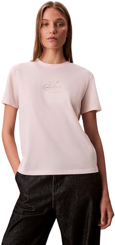 Calvin Klein Jeans Damen SS Classic FOIL MONOLOGO Tee LV047D873G Graphic Tees, Pink (Tender Blush), S, Rosa (zartes Blush), S