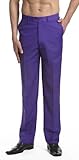 CONCITOR Men's Dress Pants Trousers Flat Front Slacks Solid PURPLE INDIGO Color