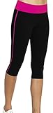 iLoveSIA Women's Tight Capri Workout Legging US Size XL Black+Rose Red