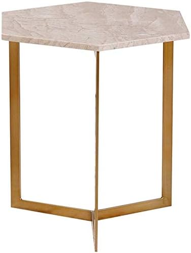 DEE Creative Office Tables Storage Shelf Nordic Side Table Living Room Hexagon Marble Corner Table Sofa Table Bedside Table Balcony Coffee Table, Home Bedroom Learn Work Desk,Beige