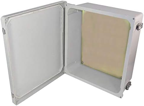 Altelix 14x12x6 NEMA 4X FRP Fiberglass Weatherproof Enclosure with Aluminum Equipment Mounting Plate, Hinged Lid & Stainless Steel Latches