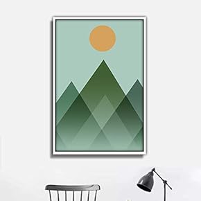 Framed Canvas Wall Art for Living Room, Bedroom Minimalistic Landscape Illustration Canvas Prints for Home Decoration Ready to Hang - 16x24 inches