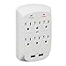 Dukens 6 outlets Surge Protected Current Tap With 2 USB - White