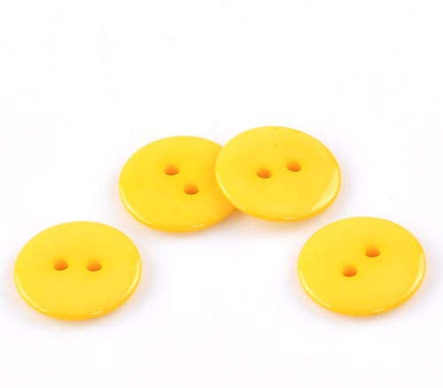 200 x Plain Yellow Round 2 Hole 18mm Sewing Buttons. for Cardmaking, Scrapbooking, Clothes Knitting — image 1