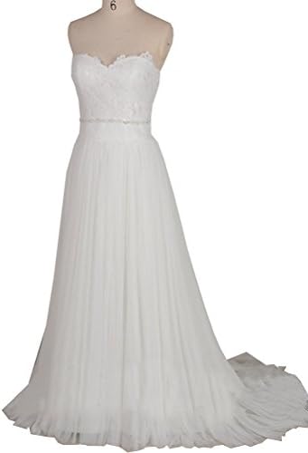 Kimbridal Sexy Strapless Lace Bridal Dresses Beach Wedding Gowns for Brides