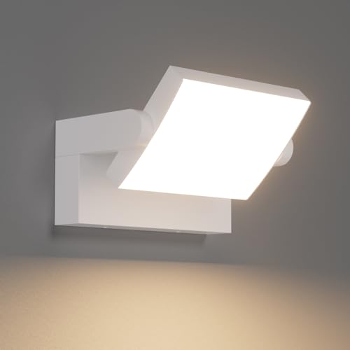 Klighten 24 W LED Wall Lamps Outdoor Indoor IP65, Outdoor Lamps Adjustable Modern Aluminium Wall Light for Hallway Entrance Gardens, Warm White 2700K-3000K, White
