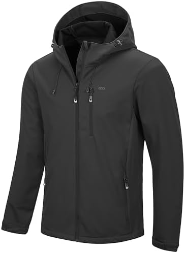 CRONOS SOFT SHELL JACKET （BLACK） 33,000ft Men's Hooded Softshell Jacket Waterproof Lightweight