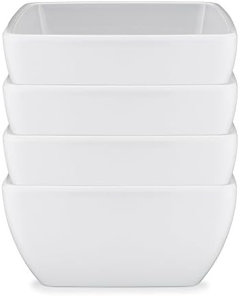Q Squared Diamond White BPA-Free Melamine Soup Bowl, 5-Inches, Set of 4, White