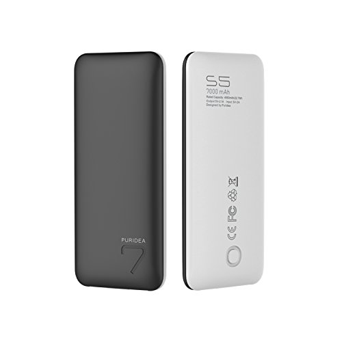 S5 7000mAh 2.1A Output Portable Charger, Dual USB Power Bank External Battery Backup Pack (2A Input Li-polymer Battery Banks)for Apple iPhone 4 5 6 Plus Samsung HTC Black