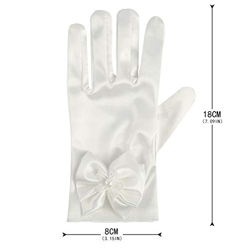 BKpearl Flower Girl Veils, Children's Wedding Veil First Communion Veils and Gloves for Girl(style 1 white)