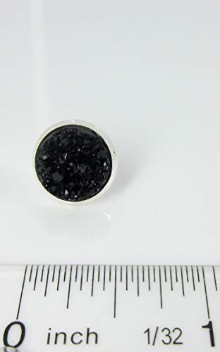 Trio Silver-tone Stud Earrings Faux Druzy Stone Orange AB Black Set 12mm