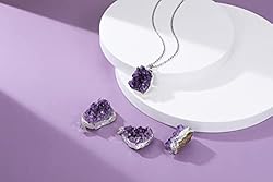 Jovivi Natural Amethyst Cluster Crystal Necklace