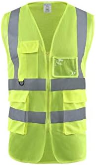 Safety Vest | 5 Pockets | High Visibility Reflective Strips | Color Neon Yellow (3XL)