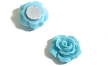 Magnetic Blue Rose Clip On Earrings, Magnetic Flower Studs, Women's No Pierce Earrings, Women's Magnetic Studs, Young Girls Earrings