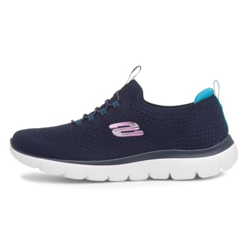 Donna Summits Top Player Scarpe da Ginnastica, Navy Knit/Teal & Pink Trim, 37.5 EU