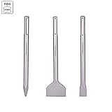 Monkey King Bar Sds Max Chisel Bit-Sds Max Bits- Rotary Hammer Drill Chisel Bits Set - Masonry Drill Bits set- Demolition Bits-Masonry Tools -3pcs Point Chisel, Scaling Chisel, Flat Chisels