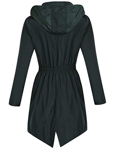 Mavis Laven Women's Rain Jacket Waterproof Light Weight Active Outdoor Raincoat Hooded (Green, Medium) - Thumbnail 2