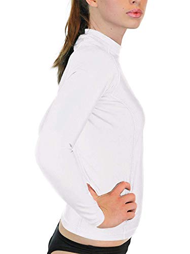 Goddess Rash Guards Women's  Long Sleeve UV 50 Sun Protection Swim Shirt, White