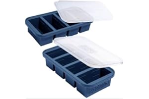Souper Cubes 1 Cup Silicone Freezer Molds with Lids - Soup Cubes Freezer Tray with Lid - Perfect for Freezing Broth, Rice, In
