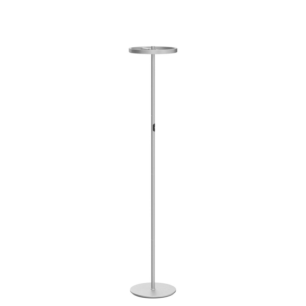Brightech Halo Split Floor Lamp, Modern Bright LED Torchiere Floor Lamp for Offices - Dimmable, Tall Standing Lamp for Living Room or Bedroom - Adjustable Light w/Rotating Angles - Platinum Silver