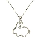 TIKIVILLE 925 Sterling Silver bunny Pendant Necklace 1 by 1 Inch Rhodium Plated