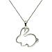 TIKIVILLE 925 Sterling Silver bunny Pendant Necklace 1 by 1 Inch Rhodium Plated