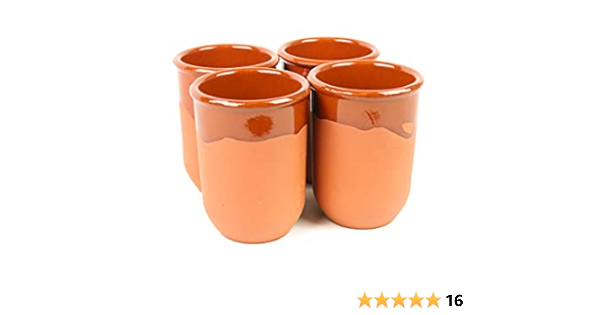 ARTESANIAROCA Vasos de Barro, Conjunto de 4 Vasos de Barro ...