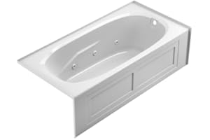 Jacuzzi SIGNATURE Acrylic Skirted Bathtub With Armrests, Heated Soak & Jet Massage Tub, Slip Resistant, Right Drain Placement, 72" (L) x 36" (W), Rectangle, White