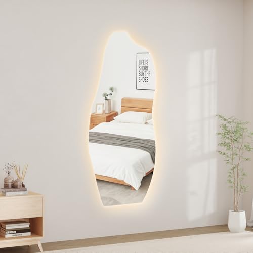 Kalonzao Espejo de Cuerpo Completo con Luz Led, 48 * 20 Pulgadas Espejo Cuerpo Completo 3 Colores, para Entrada,Sala,Dormitorio