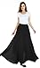 Women's Summer Chiffon Mopping Floor Length Big Hem Solid Beach Maxi Skirt (Large),Black,Large