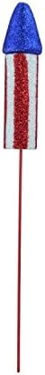 By Darice 12.5" Red White and Blue Striped Firecracker Patriotic Party Pick Decoration
