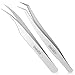 Teenitor 2 Pieces Eyelash Extensions Tweezers,Professional Stainless Steel Precision Tweezers set with Dolphin-shaped and Curved Pointed Tip Tweezers Nipper for lash Extensions