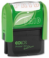 COLOP Green Line Word Stamp PAID Red GLP20PAID