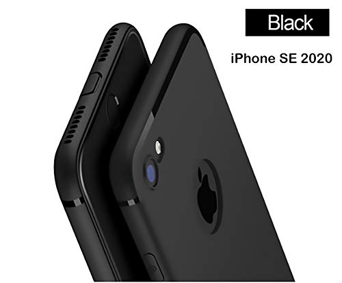 Crombie Soft Silicone with Anti Dust Shockproof Slim Back Cover Line TPU Compatible for Apple iPhone SE (Black)