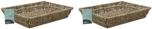 JVL Seagrass Rectangular Storage Tray (Pack of 2)