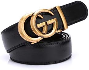 Men Slide belt,Leather Belts Automatic Buckle Ratchet Business casual Dress Belts