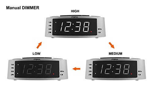 iTOMA Alarm Clock Radio,FM Radio,Dual Alarm,Buzzer and Radio Ringtone,Perpetual Calender,USB Charging Port,Manual Dimmer, Snooze,Sleep Timer,Battery Backup(CKS301) - Thumbnail 5