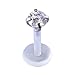 JOVIVI 4pc 16G Mixed Clear CZ Gem Internal Threaded Acrylic White Bioflex Monroe Labret Lip Bar Ring 5/16