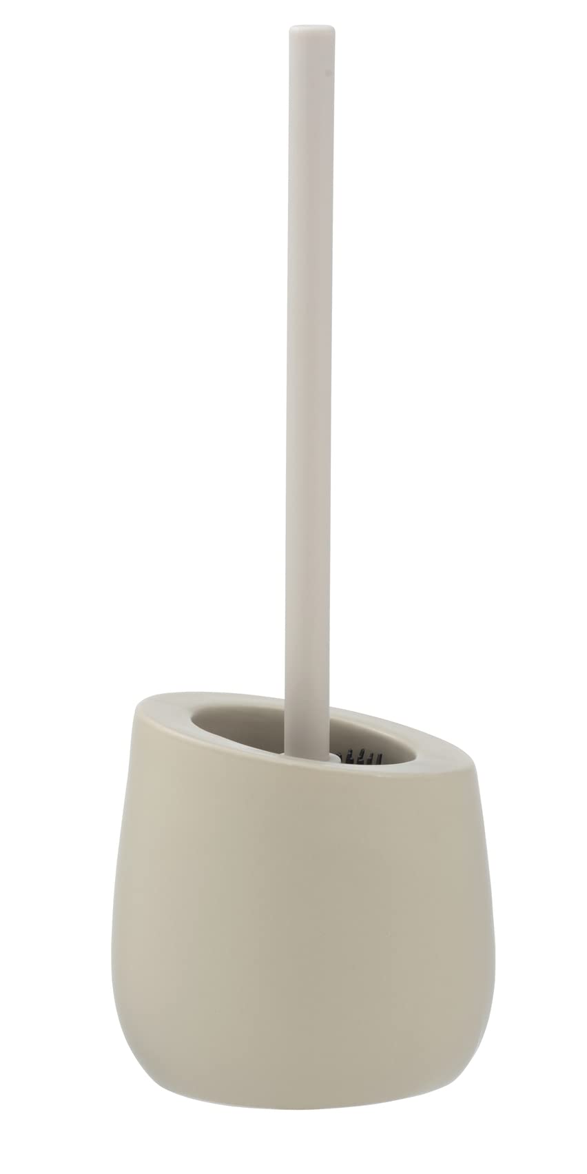 WENKO Badi Beige Toilet Brush Set Ceramic with Matte Surface Including Toilet Brush with Silicone Brush Head and Non-Stick Effect — image 1