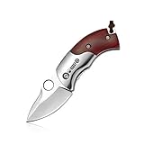 KUBEY DM083 Folding Knife Cute Pocket Mini Everyday Carry with Wood Handle for Camping Hunting and Collection (DM083-1)